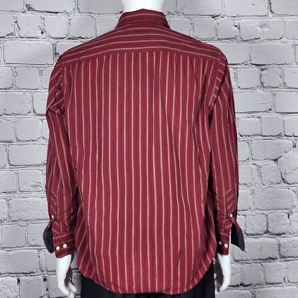 Robert Graham Red Pinstripe Long Sleeve Shirt, Men's Large - Picture 4 of 10